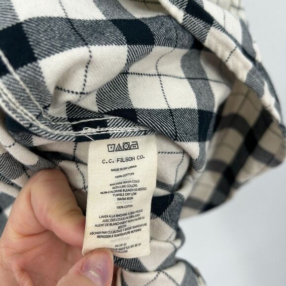 FILSON Men's Cream Black Plaid Alaskan Guide Flannel Button Up Shirt Size Large - Picture 8 of 8